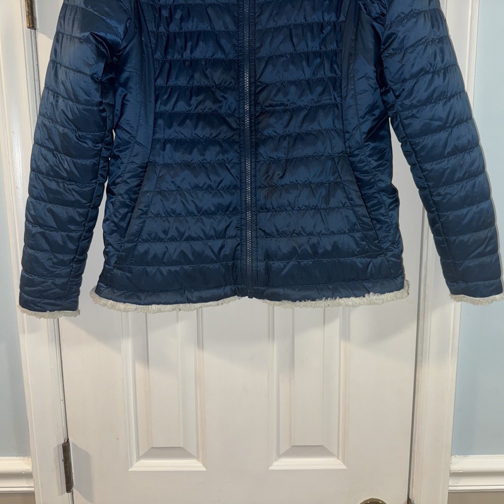 The North Face Reversible Mossbud Swirl Insulated Jacket Girls XL 18 Blue/Teal - Picture 5 of 16